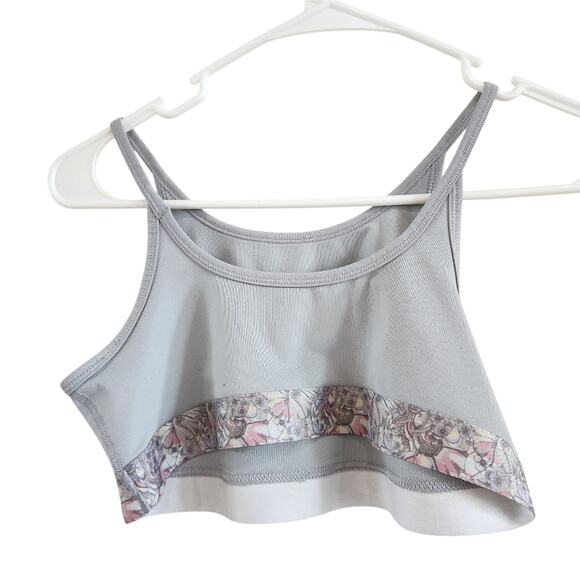 Nike Gray Pink Floral Trim Lightweight Low Impact Bralette Top Sports Bra Large - Picture 2 of 7